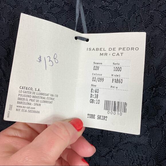 ISABEL de PEDRO BLACK LACE TUBE SKIRT NWT 6 - Picture 9 of 11